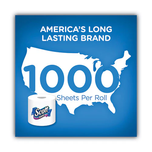 Toilet Paper, Septic Safe, 1-ply, White, 1,000 Sheets/roll, 12 Rolls/pack, 4 Pack/carton - Image 3