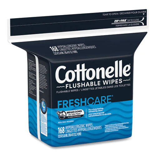 Fresh Care Flushable Cleansing Cloths, 1-ply, 5 X 7.25, White, 168/pack - Image 3
