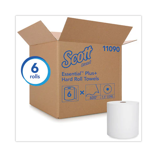 Hard Roll Paper Towels With Premium Absorbency Pockets, 1-ply, 8" X 600 Ft, 1.5" Core, White, 6 Rolls/carton - Image 3