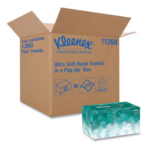 Ultra Soft Hand Towels, Pop-up Box, 1-ply, 8.9 X 10, White, 70/box, 18 Boxes/carton - Image 2