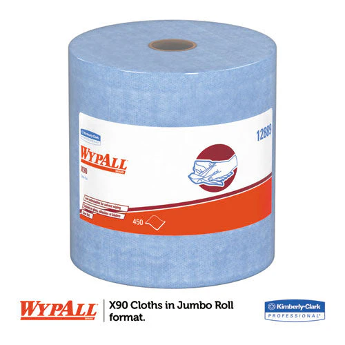 X90 Cloths, Jumbo Roll, 2-ply, 11.1 X 13.4, Denim Blue, 450/roll - Image 2