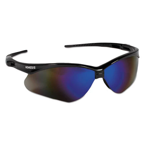 Nemesis Safety Glasses, Black Frame, Blue Mirror Lens - Image 1