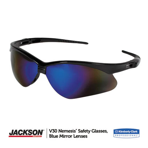 Nemesis Safety Glasses, Black Frame, Blue Mirror Lens - Image 2