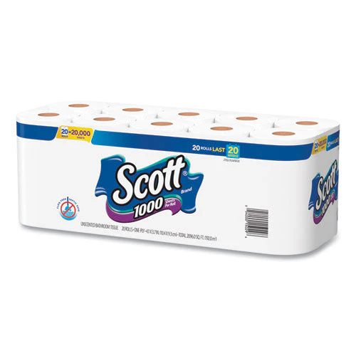 Standard Roll Bathroom Tissue, Septic Safe, 1-ply, White, 1,000 Sheets/roll, 20/pack, 2 Packs/carton - Image 2