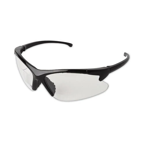 Dual Readers Safety Glasses, 2.0 Diopter, Black Frame, Clear Hardcoat Scratch-resistant Lens - Image 1