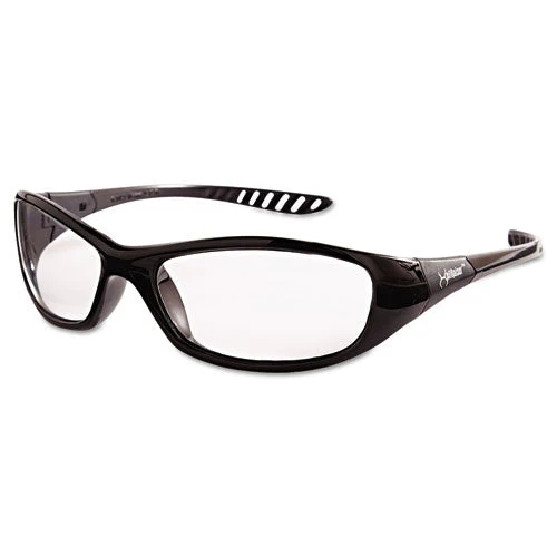 V40 Hellraiser Safety Glasses, Black Frame, Clear Lens - Image 1