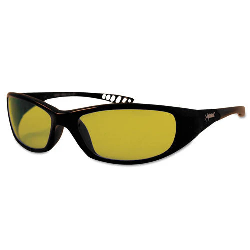 V40 Hellraiser Safety Glasses, Black Frame, Amber Lens - Image 1