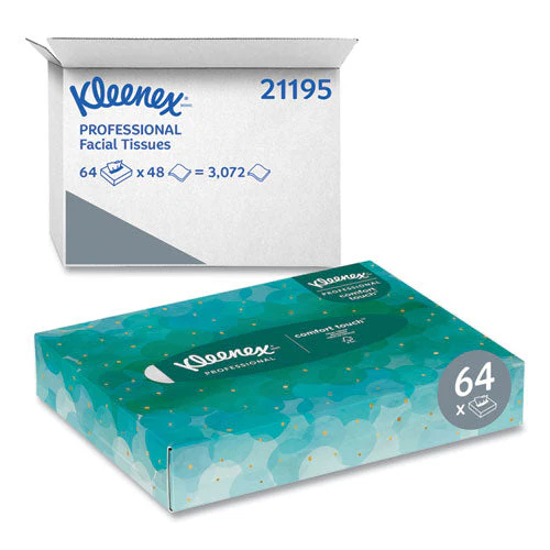 White Facial Tissue Junior Pack, 2-ply, 48 Sheets/box, 64 Boxes/carton - Image 1