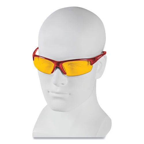 Equalizer Safety Glasses, Red Frames, Amber/yellow Lens, 12/box - Image 3