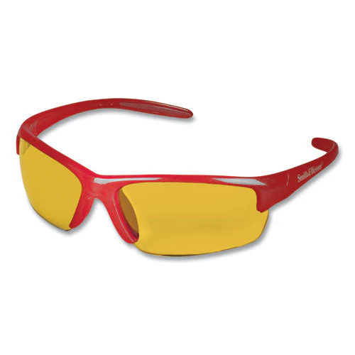 Equalizer Safety Glasses, Red Frames, Amber/yellow Lens, 12/box - Image 2