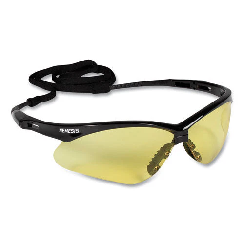 Nemesis Safety Glasses, Black Frame, Amber Lens, 12/box - Image 1