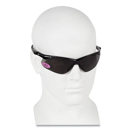 V60 Nemesis Rx Reader Safety Glasses, Black Frame, Smoke Lens, +2.5 Diopter Strength, 6/box - Image 2