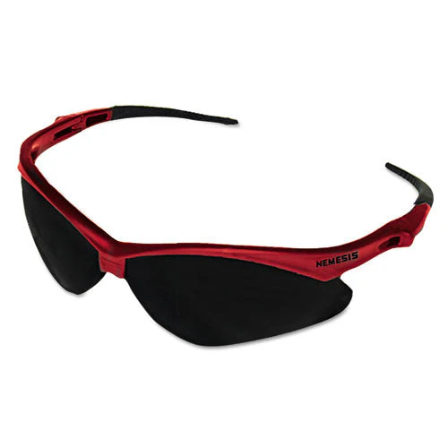 Nemesis Safety Glasses, Red Frame, Smoke Lens - Image 1