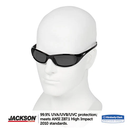 V40 Hellraiser Safety Glasses, Black Frame, Smoke Lens - Image 2