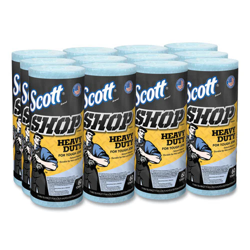 Pro Shop Towels, Heavy Duty, 1-ply, 10.4 X 11, Blue, 12 Rolls/carton - Image 1