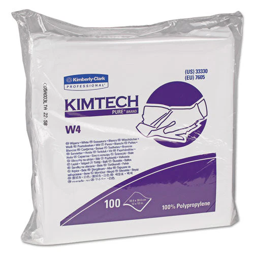W4 Critical Task Wipers, Flat Double Bag, 12 X 12, Unscented, White, 100/bag, 5 Bags/carton - Image 1