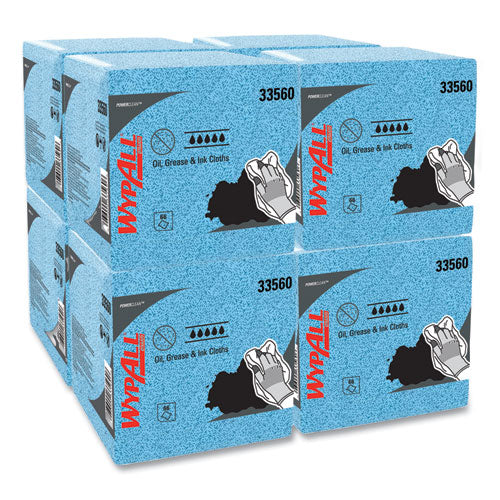 Power Clean Oil, Grease And Ink Cloths, 1/4 Fold, 12.5 X 12, Blue, 66/box, 8 Boxes/carton - Image 1
