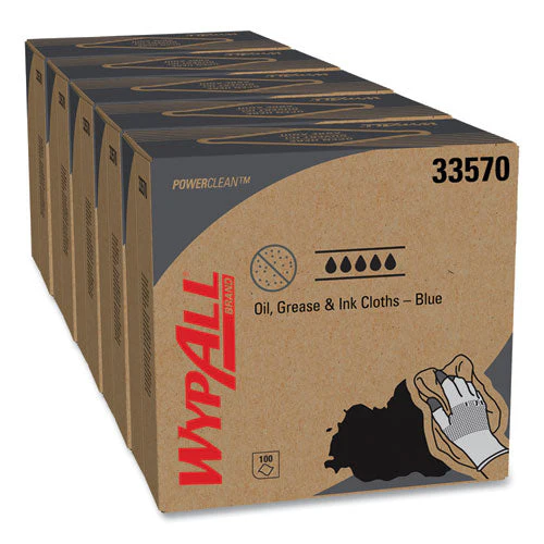 Power Clean Oil, Grease And Ink Cloths, Pop-up Box, 8.8 X 16.8, Blue, 100/box, 5/carton - Image 1