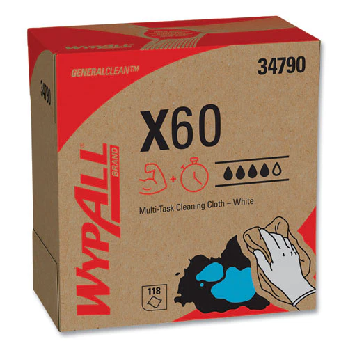 General Clean X60 Cloths, Pop-up Box, 8.34 X 16.8, White, 118/box - Image 1