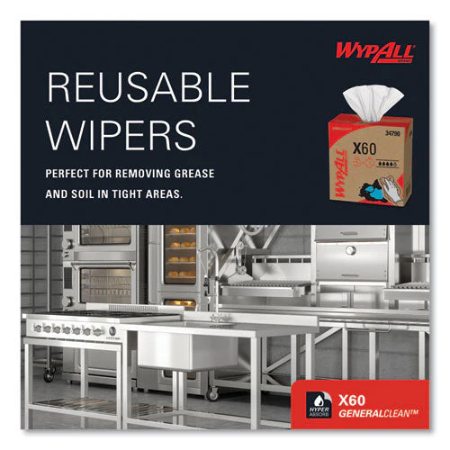 General Clean X60 Cloths, Pop-up Box, 8.34 X 16.8, White, 118/box - Image 2