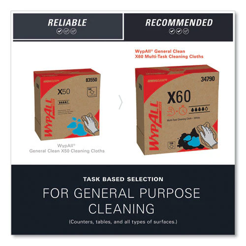 General Clean X60 Cloths, Pop-up Box, 8.34 X 16.8, White, 118/box - Image 3