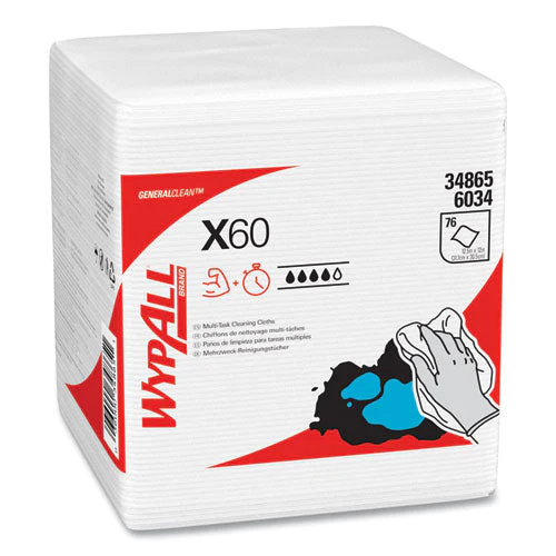 General Clean X60 Cloths, 1/4 Fold, 12.5 X 13, White, 76/box, 12 Boxes/carton - Image 2