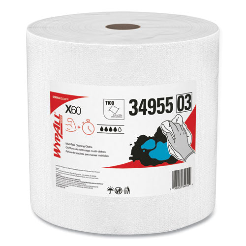 General Clean X60 Cloths, Jumbo Roll, 12.2 X 12.4, White, 1,100/roll - Image 1