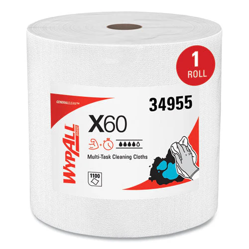 General Clean X60 Cloths, Jumbo Roll, 12.2 X 12.4, White, 1,100/roll - Image 2