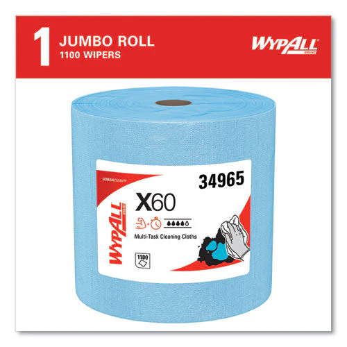 General Clean X60 Cloths, Jumbo Roll, 12.5 X 13.4, Blue, 1,100/roll - Image 2