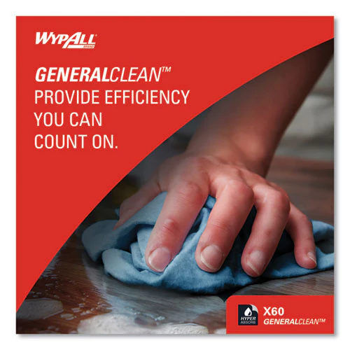 General Clean X60 Cloths, Jumbo Roll, 12.5 X 13.4, Blue, 1,100/roll - Image 3