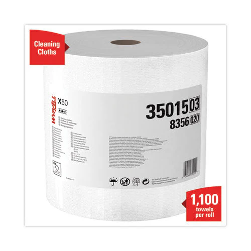 X50 Cloths, Jumbo Roll, 13.4 X 9.8, White, 1,100/roll - Image 2