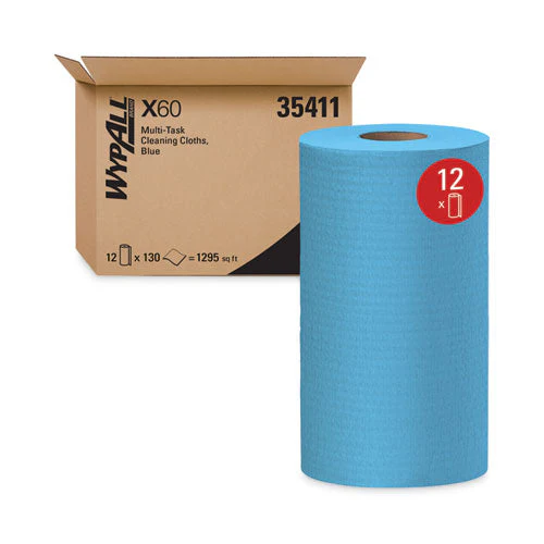 General Clean X60 Cloths, Small Roll, 9.8 X 13.4, Blue, 130/roll, 12 Rolls/carton - Image 2