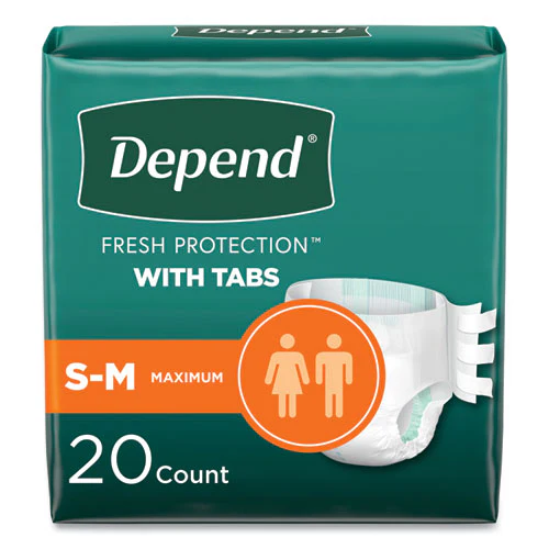 Incontinence Protection With Tabs, Small/medium, 19" To 34" Waist, 20/pack, 3 Packs/carton - Image 1