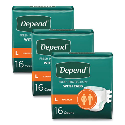 Incontinence Protection With Tabs, 35" To 49" Waist, 16/pack, 3 Packs/carton - Image 1