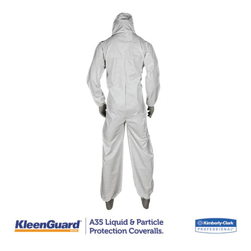 A35 Liquid And Particle Protection Coveralls, Zipper Front, Hooded, Elastic Wrists And Ankles, 2x-large, White, 25/carton - Image 3