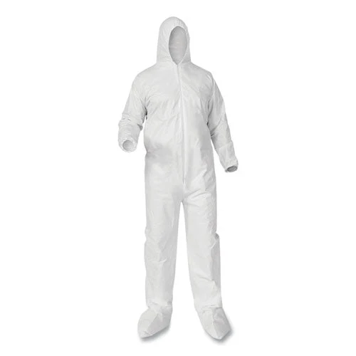 A35 Liquid And Particle Protection Coveralls, Zipper Front, Hood/boots, Elastic Wrists/ankles, White, 3x-large, 25/carton - Image 1