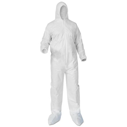 A35 Liquid And Particle Protection Coveralls, Zipper Front, Hood/boots, Elastic Wrists/ankles, 4x-large, White, 25/carton - Image 1