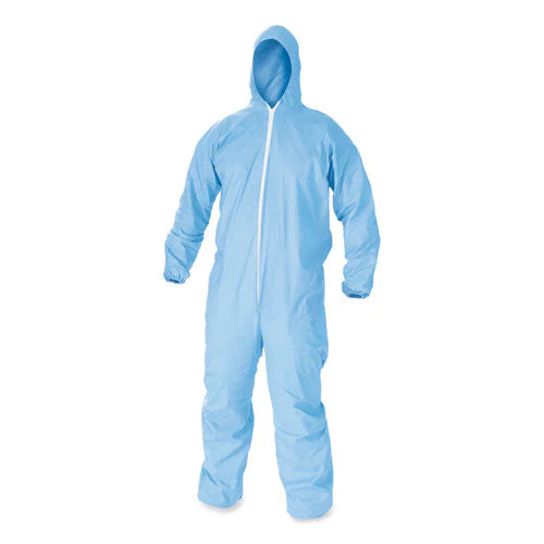 A65 Zipper Front Flame-resistant Hooded Coveralls, Elastic Wrist And Ankles, X-large, Blue, 25/carton - Image 1