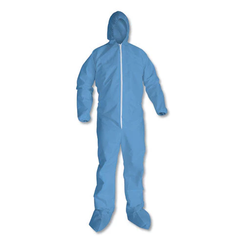 A65 Zipper Front Hood And Boot Flame-resistant Coveralls, Elastic Wrist And Ankles, X-large, Blue, 25/carton - Image 1