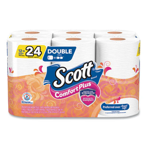 Comfortplus Toilet Paper, Double Roll, Bath Tissue, Septic Safe, 1-ply, White, 231 Sheets/roll, 12 Rolls/pack, 4 Packs/carton - Image 1