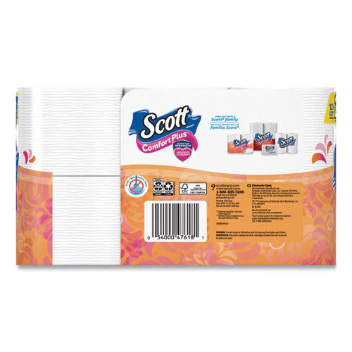 Comfortplus Toilet Paper, Double Roll, Bath Tissue, Septic Safe, 1-ply, White, 231 Sheets/roll, 12 Rolls/pack, 4 Packs/carton - Image 2