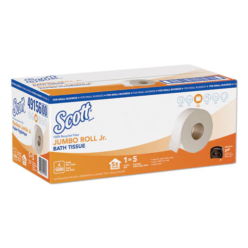 Essential 100% Recycled Fiber Jrt Bathroom Tissue, Septic Safe, 2-ply, White, 3.55" X 1,000 Ft, 4 Rolls/carton - Image 1