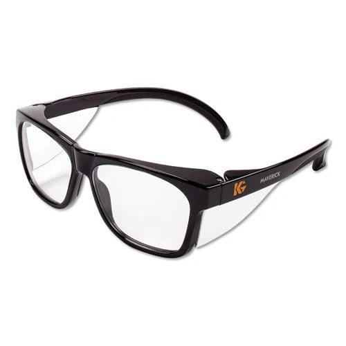 Maverick Safety Glasses, Black, Polycarbonate Frame, Clear Lens, 12/box - Image 1