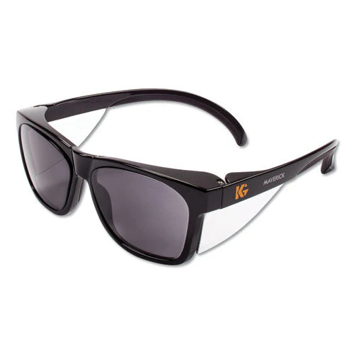 Maverick Safety Glasses, Black, Polycarbonate Frame, Smoke Lens, 12/box - Image 1