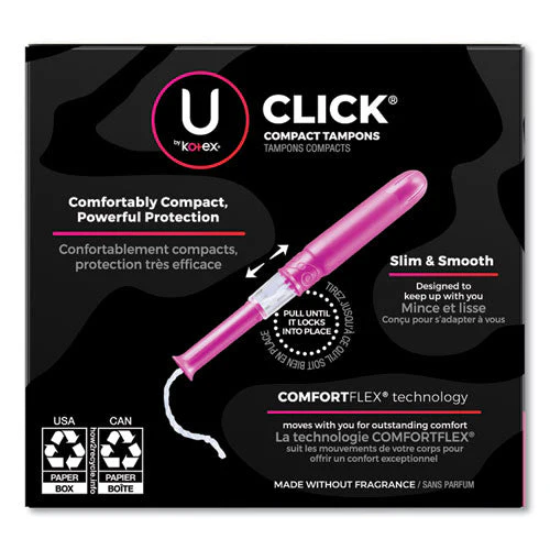 U By Kotex Click Compact Tampons, Super Absorbency, 16/pack, 8 Packs/carton - Image 3
