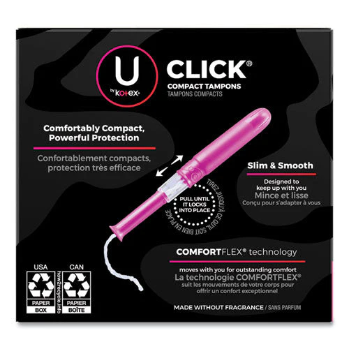U By Kotex Click Compact Tampons, Super Plus Absorbency, 16/pack, 8 Packs/carton - Image 3