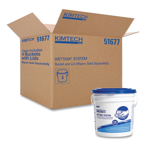 Wettask Customizable Wet Wiping System Bucket, White/blue, 4/carton - Image 3