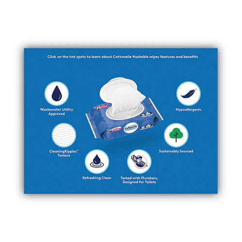 Flushable Wet Wipes, Flip-top Pack, 5 X 7.25, White, 42 Sheets/pack, 8 Packs/carton - Image 2
