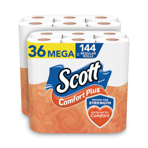 Comfortplus Toilet Paper, Mega Roll, Septic Safe, 1-ply, White, 462 Sheets/roll, 36 Rolls/pack - Image 1