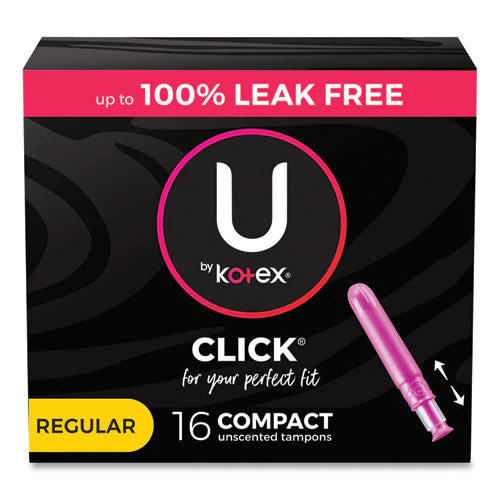 U By Kotex Click Compact Tampons, Regular, 16/pack, 8 Packs/carton - Image 1